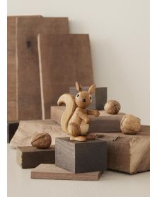 Pack of 6 Peanut Baby squirrel, Wood Figurine by Chresten Sommer, Spring Copenhagen