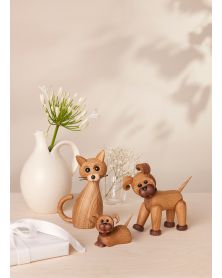 Pack of 6 Happy Dog, Wood Figurine by Chresten Sommer, Spring Copenhagen