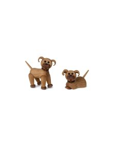 Lot de 6 Coco Lying puppy, figurine en bois par Chresten Sommer, Spring Copenhagen
