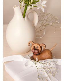 Lot de 6 Coco Lying puppy, figurine en bois par Chresten Sommer, Spring Copenhagen