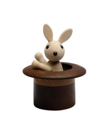 Lot de 6 Le chapeau magique avec lapin blanc, figurine en bois de Chresten Sommer, Spring Copenhagen