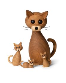 Lot de 1 Big Lucky Cat, figurine en bois par Chresten Sommer, Spring Copenhagen