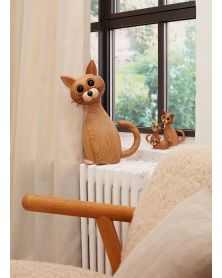 Pack of 1 Big Lucky Cat, Wood Figurine by Chresten Sommer, Spring Copenhagen