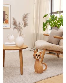 Pack of 1 Big Lucky Cat, Wood Figurine by Chresten Sommer, Spring Copenhagen