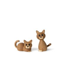Pack of 6 Hope Lying kitten, Wood Figurine by Chresten Sommer, Spring Copenhagen