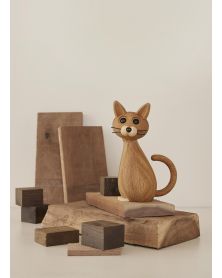 Lot de 2 Brave Cat, Figurine en bois par Chresten Sommer, Spring Copenhagen