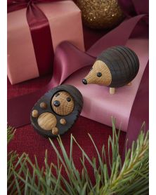 Pack of 6 Spike Lying hedgehog, Wood Figurine by Chresten Sommer, Spring Copenhagen