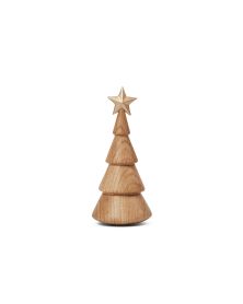 Sapin de Noël, chêne, étoile dorée, figurine en bois FSC Spring Copenhagen