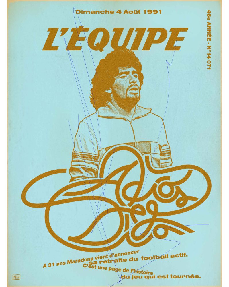Affiche - L'Equipe - Maradona 3 - (digigraphie 30 x 40) Affiche - L'Equipe - Maradona 3 - (digigraphie 30 x 40)