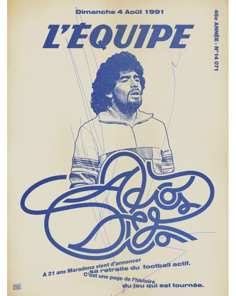 Affiche - L'Equipe - Maradona 2 - (digigraphie 30 x 40) Affiche - L'Equipe - Maradona 2 - (digigraphie 30 x 40)