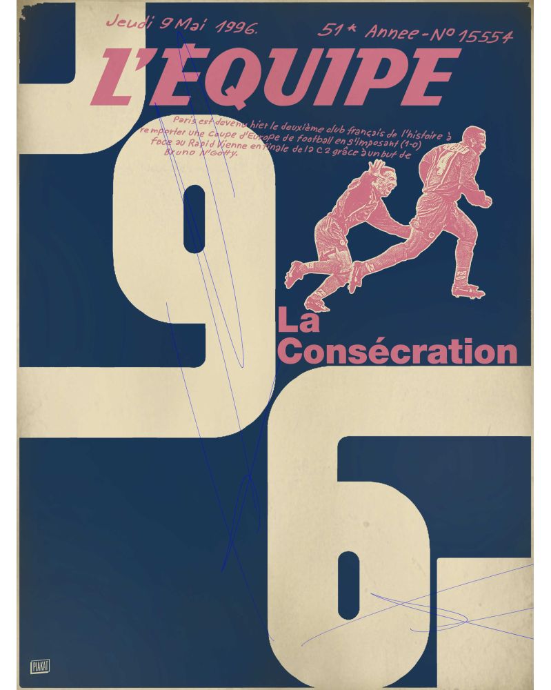 Poster - L'Equipe - PSG 96 - 1 - (digigraphic printing 30 x 40) Poster - L'Equipe - PSG 96 - 1 - (digigraphic printing 30 x 40)