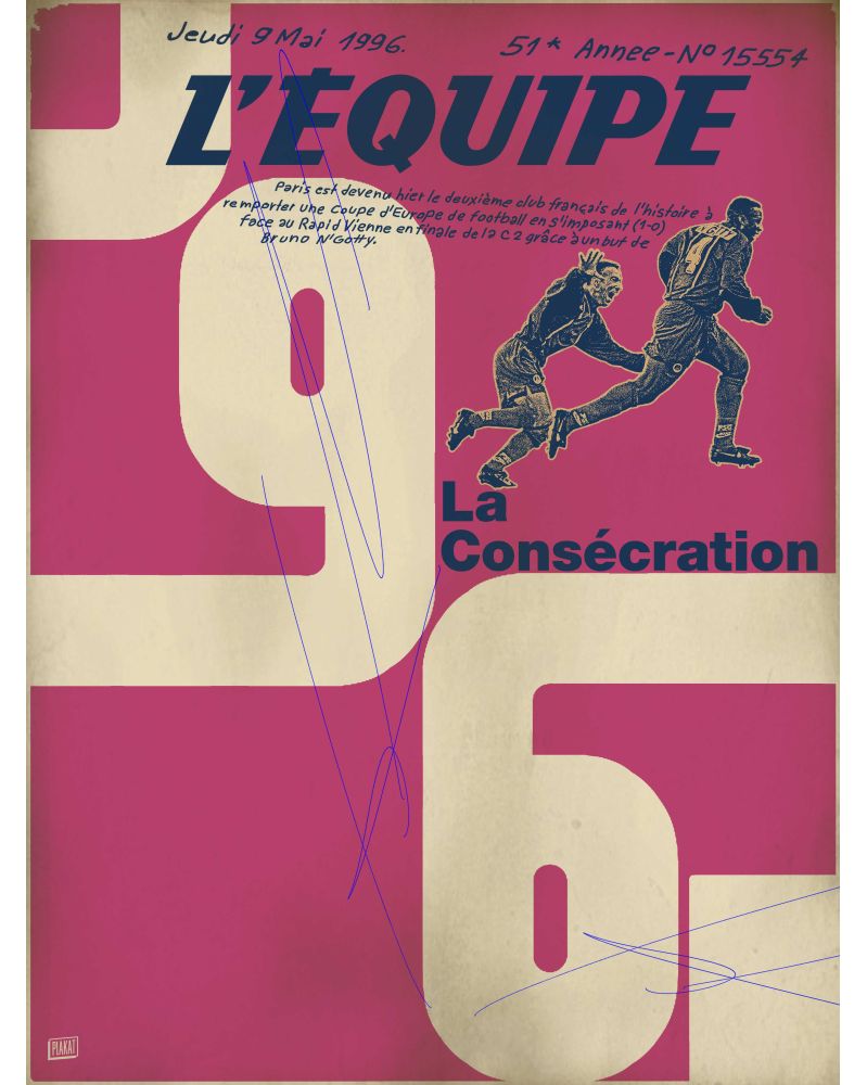 Affiche - L'Equipe - PSG 96 - 2 - (digigraphie 30 x 40) Affiche - L'Equipe - PSG 96 - 2 - (digigraphie 30 x 40)