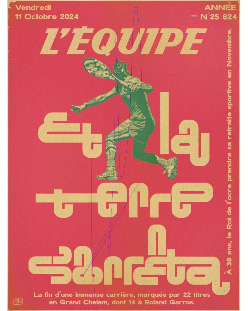 Affiche - L'Equipe - Nadal 3 - (digigraphie 50 x 70) Affiche - L'Equipe - Nadal 3 - (digigraphie 50 x 70)