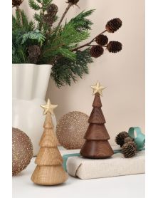 Sapin de Noël, hêtre, étoile dorée, figurine en bois FSC Spring Copenhagen