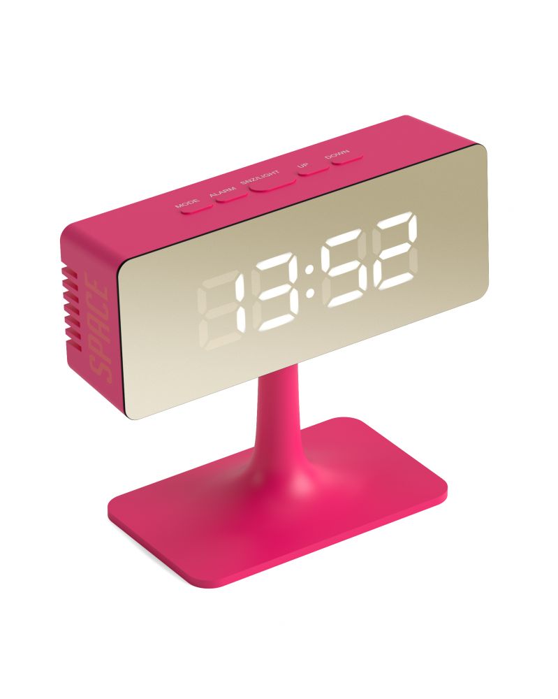 Réveil GENERIQUE Carré petit réveil lumineux muet led multifonctionnel  lumière d'horloge numérique rose