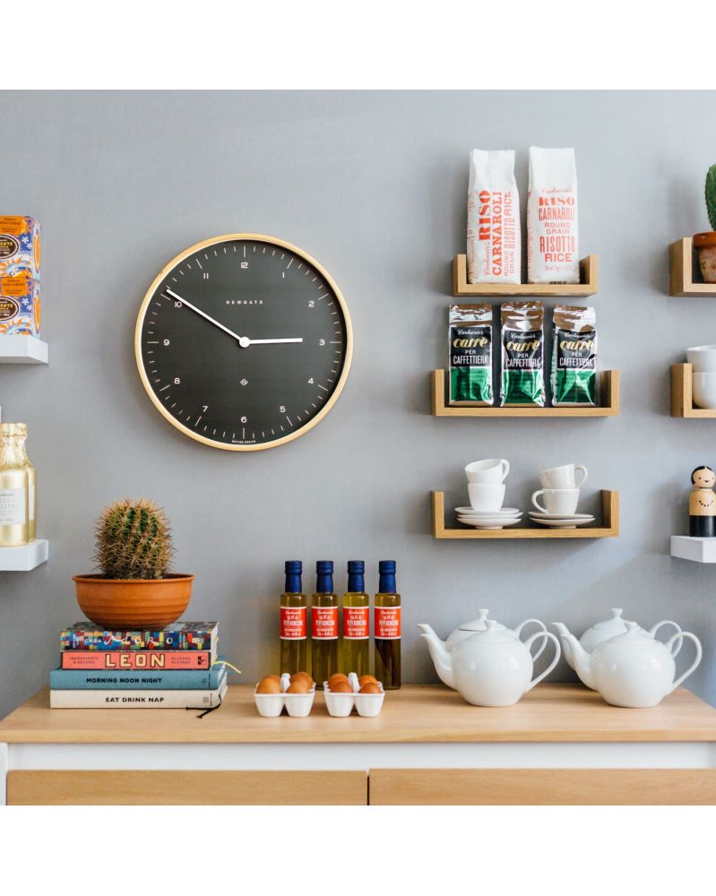 Mr Clarke Dot Wall Clock - Wood & Black Mr Clarke Dot Wall Clock - Wood & Black