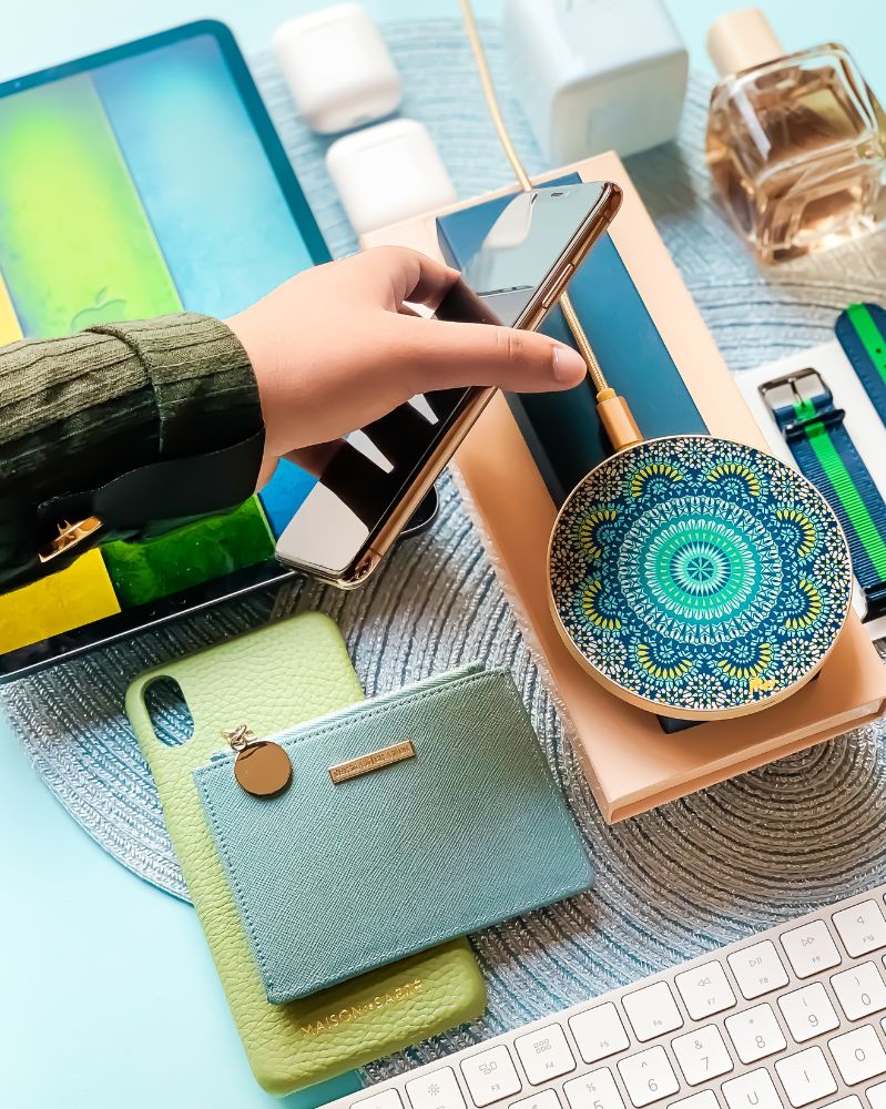 Moroccan Mosaic & Gold Wireless Charger by Marie Wolt Moroccan Mosaic & Gold Wireless Charger by Marie Wolt