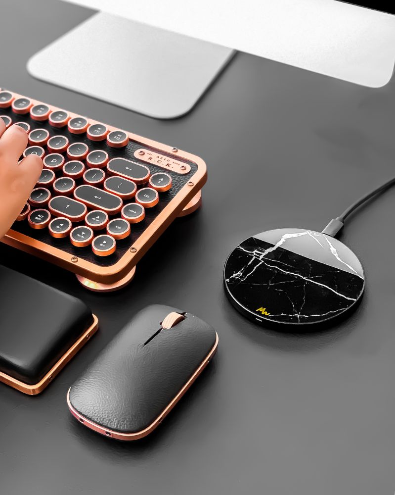 Black Marble & Black Wireless Charger by Marie Wolt Black Marble & Black Wireless Charger by Marie Wolt