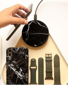 Black Marble & Black Wireless Charger by Marie Wolt